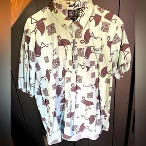 XXL classic fit Blue Volcom, half button down dress T shirt